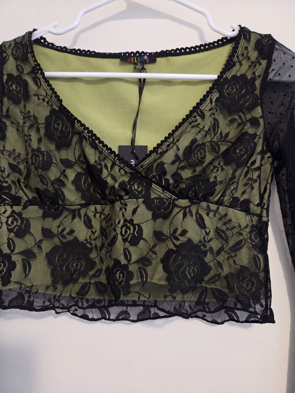 Dolls Kill Delia's Off The Path Black Lace Crop Top NEW - Picture 4 of 9